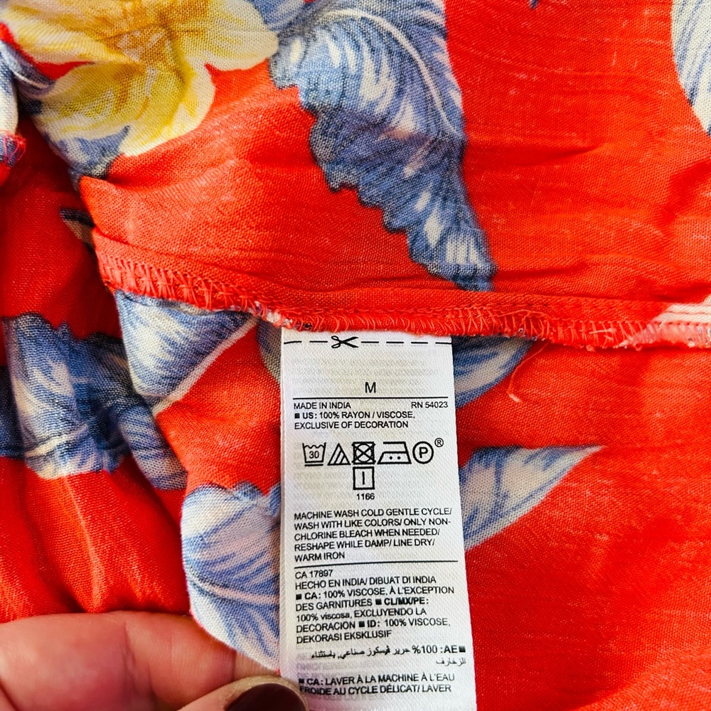 Old Navy Women’s Tropical Floral Peasant Tasseled 3/4 Sleeve Mini Swing Dress M - Picture 10 of 11